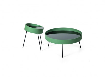 2x Couchtisch Rund form Design Wohnzimmer Neu grün farbe Möbel stil